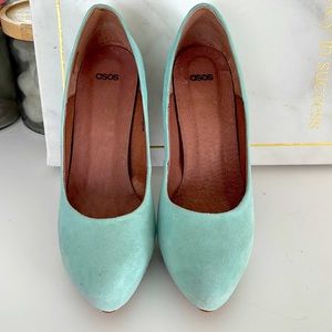 Mint Suede Wrapped Heels